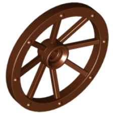 LEGO 4489b Reddish Brown Wheel Wagon Large 33mm D., Hole Notched for Wheels Holder Pin (losse stenen 11-9) (280623)*